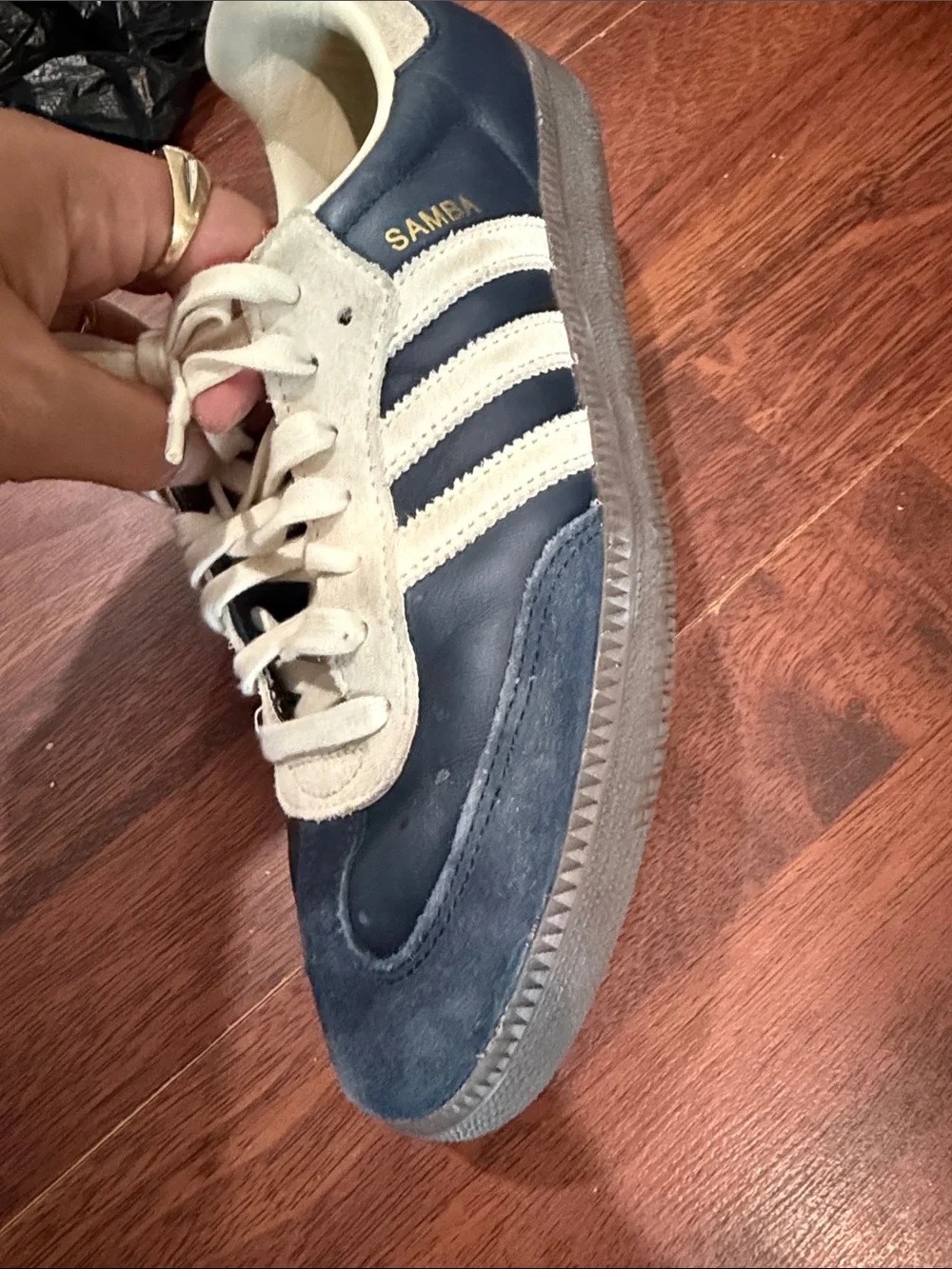 adidas Navy and Cream Samba Leather Sneakers